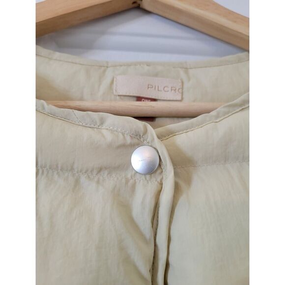 Anthropologie Pilcro Short Sleeve Puffer Beige Boho Vest Sz One Size - Picture 7 of 12